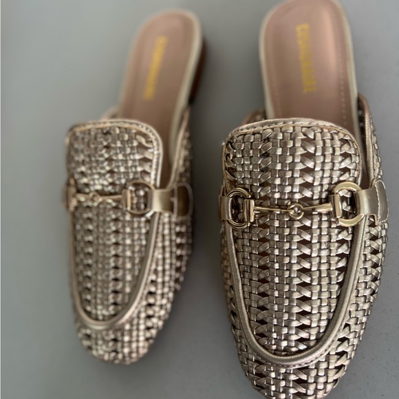Gold Horsebit Mules Princetown Style Slip on Loafers - Picture 7 of 9